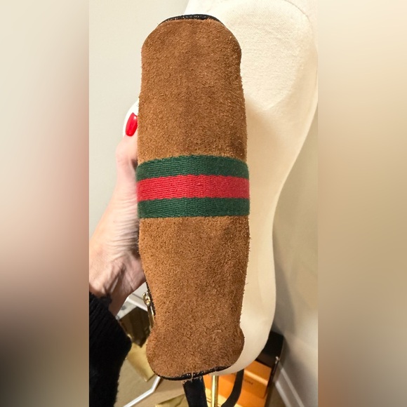 Gucci Ophidia Sherry Crossbody Bag – Brown Suede & Patent Leather w/ Web Stripe - Picture 10 of 15